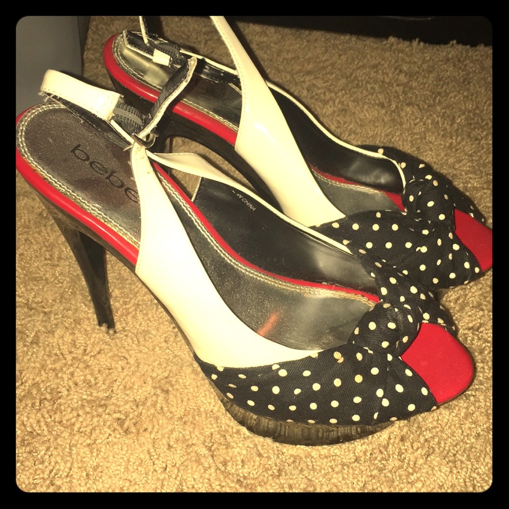 BeBe peep toe sling back stilettos